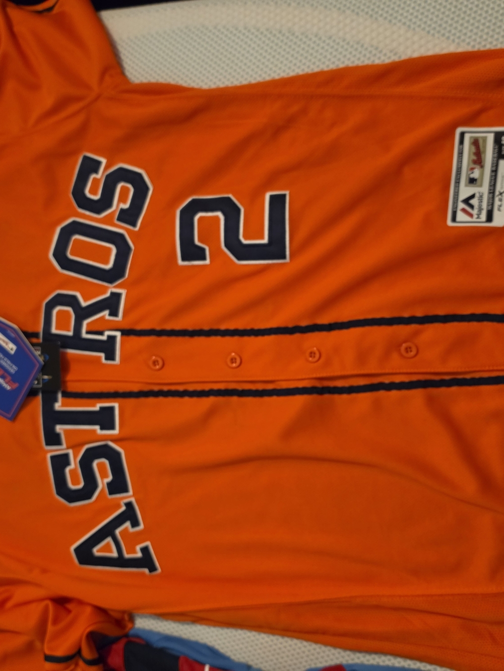 Majestic Orange Astros #2 Baseball Jersey with Navy Trim
